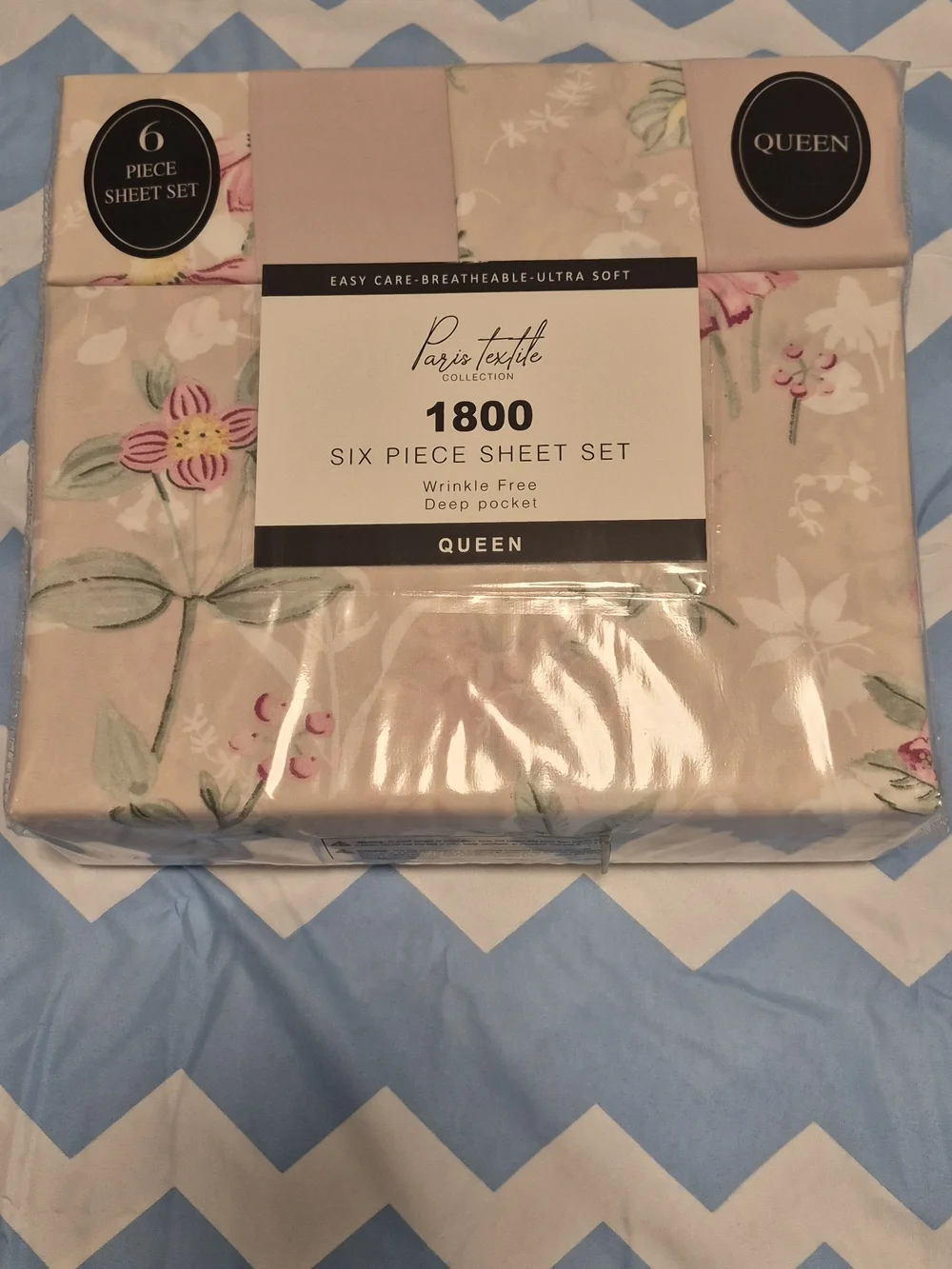 1800 Queen Six-Piece Sheet Set in Blush Floral